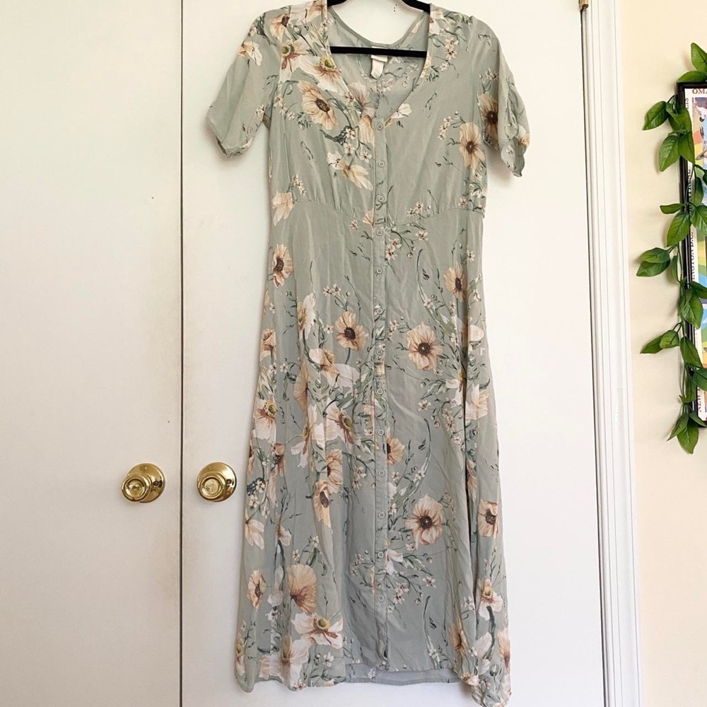 H&M Spring Floral Button Up Maxi Dress